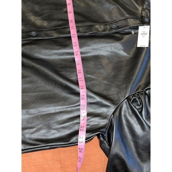 NWT Gap Black Puff Sleeve Faux-Leather Mini Shirtdress Women sixe XXL - Picture 5 of 8